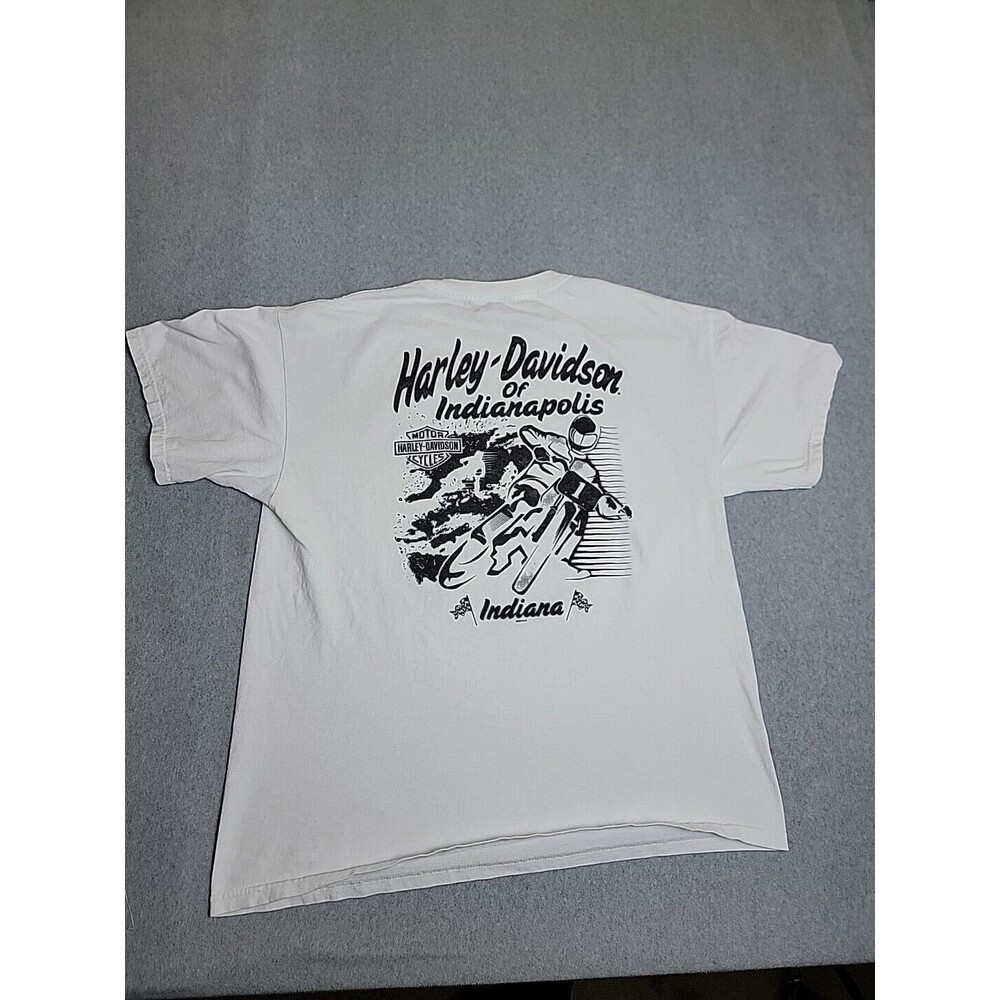 Harley-Davidson T-Shirt Mens XL‎ White Indianapolis Racing Oil Graphic Tee 2016